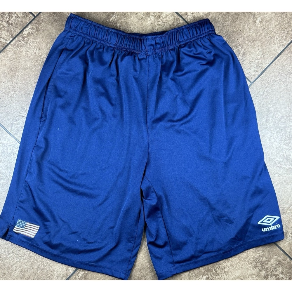 Umbro Shorts Mens Medium Soccer Royal Blue USA Flag